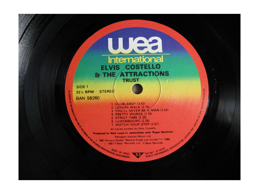 Elvis Costello & The Attractions - Trust 1981 NM- LP Vinyl ISRAEL Import WEA Records BAN 58260