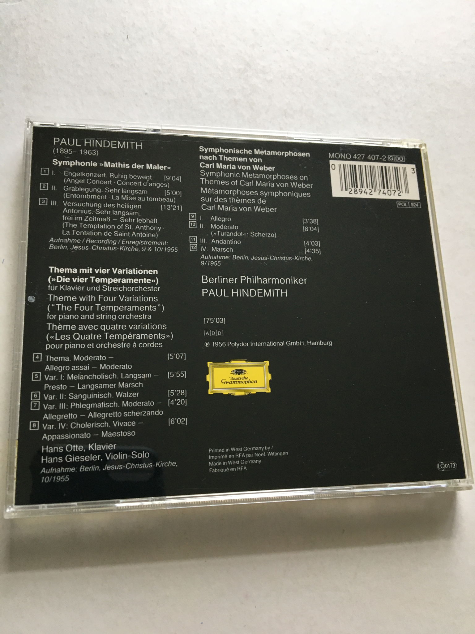 Hindemith Dirigiert conducts Berliner cd Deutsche Gramm... 4