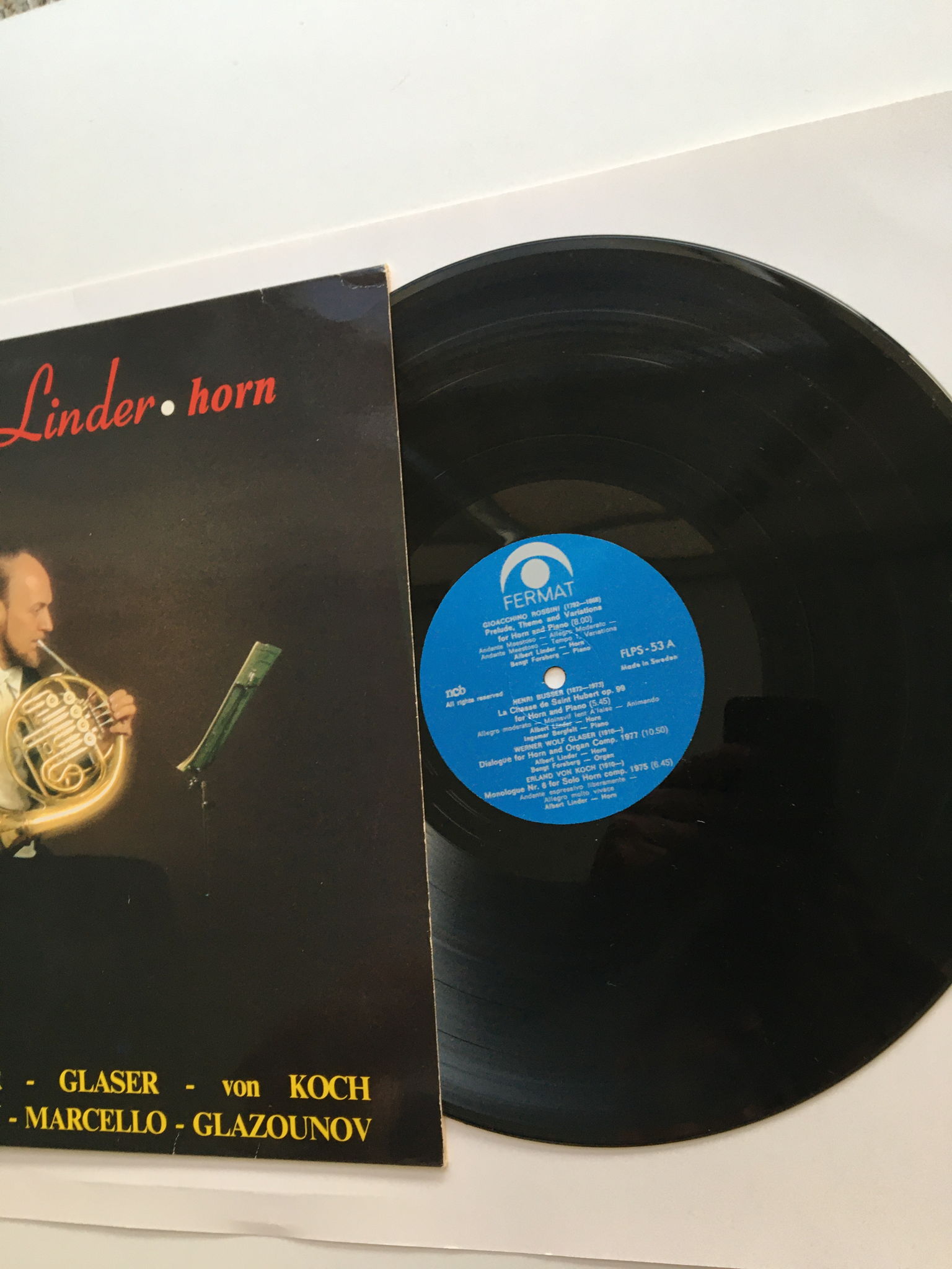 Albert Linder Horn Lp record Sweden 1983 Rossini Busser... 6