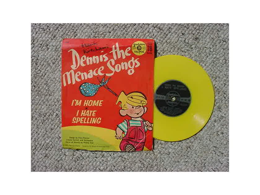 Hank Ketcham's Dennis the menace songs  - 78 rpm record 6 inch yellow vinyl golden records R626 1960