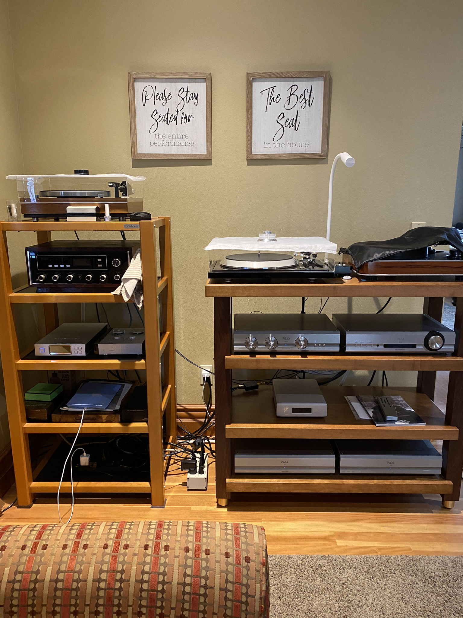 Custom equipment shelving 39" high, 54" wide (walnut & cherry)