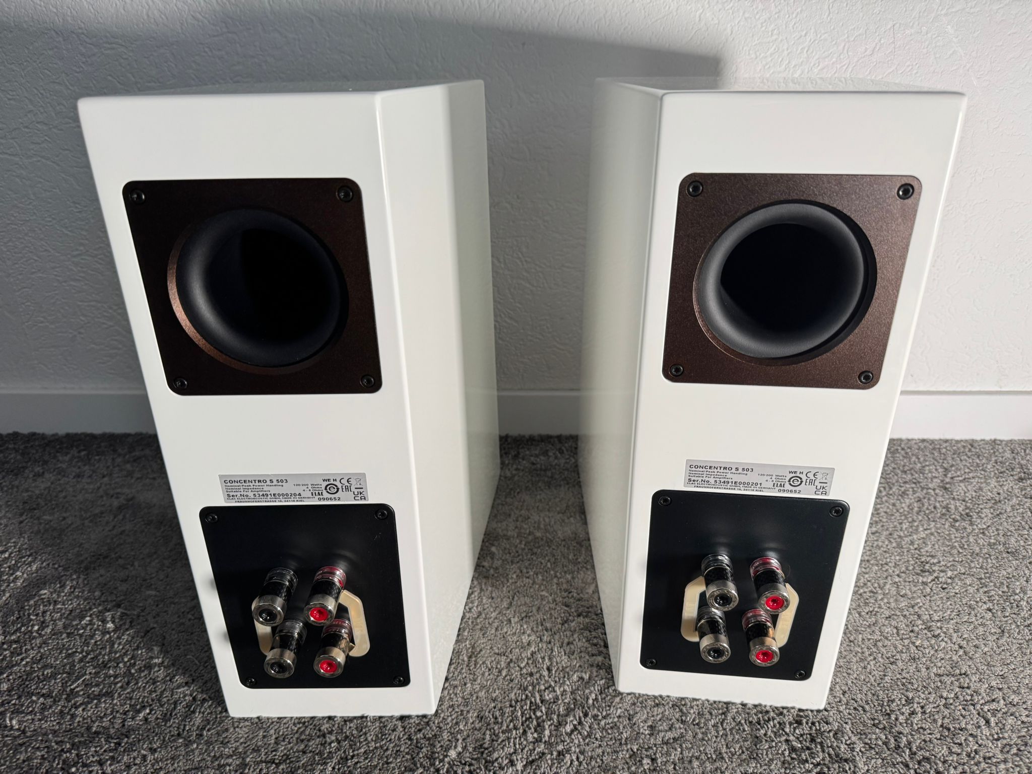 Elac Concentro S503 speakers in white from 2025 5