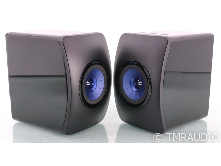 KEF LS50 Wireless Bookshelf Speakers; Black / Blue Pair; Remote; LS50W (46996)