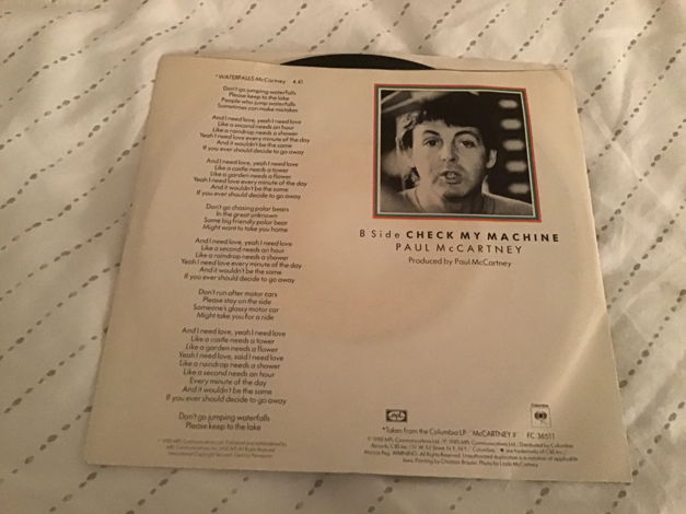 Paul McCartney  Waterfalls 45 With Picture Sleeve Vinyl...