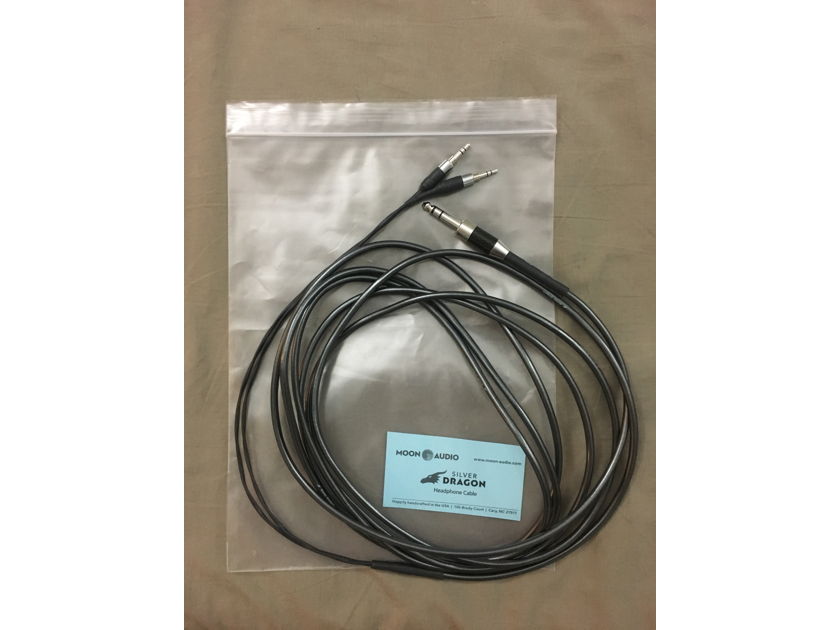 15ft. Moon Audio Silver Dragon V.3 PREMIUM for Focal Clear/Elear (and others) - All Rhodium Plated Connectors (1/4" Furutech CF-763SM and Oyaide 2X3.5mm P-3.5SR) LIKE NEW! FREE SHIPPING IN THE USA!