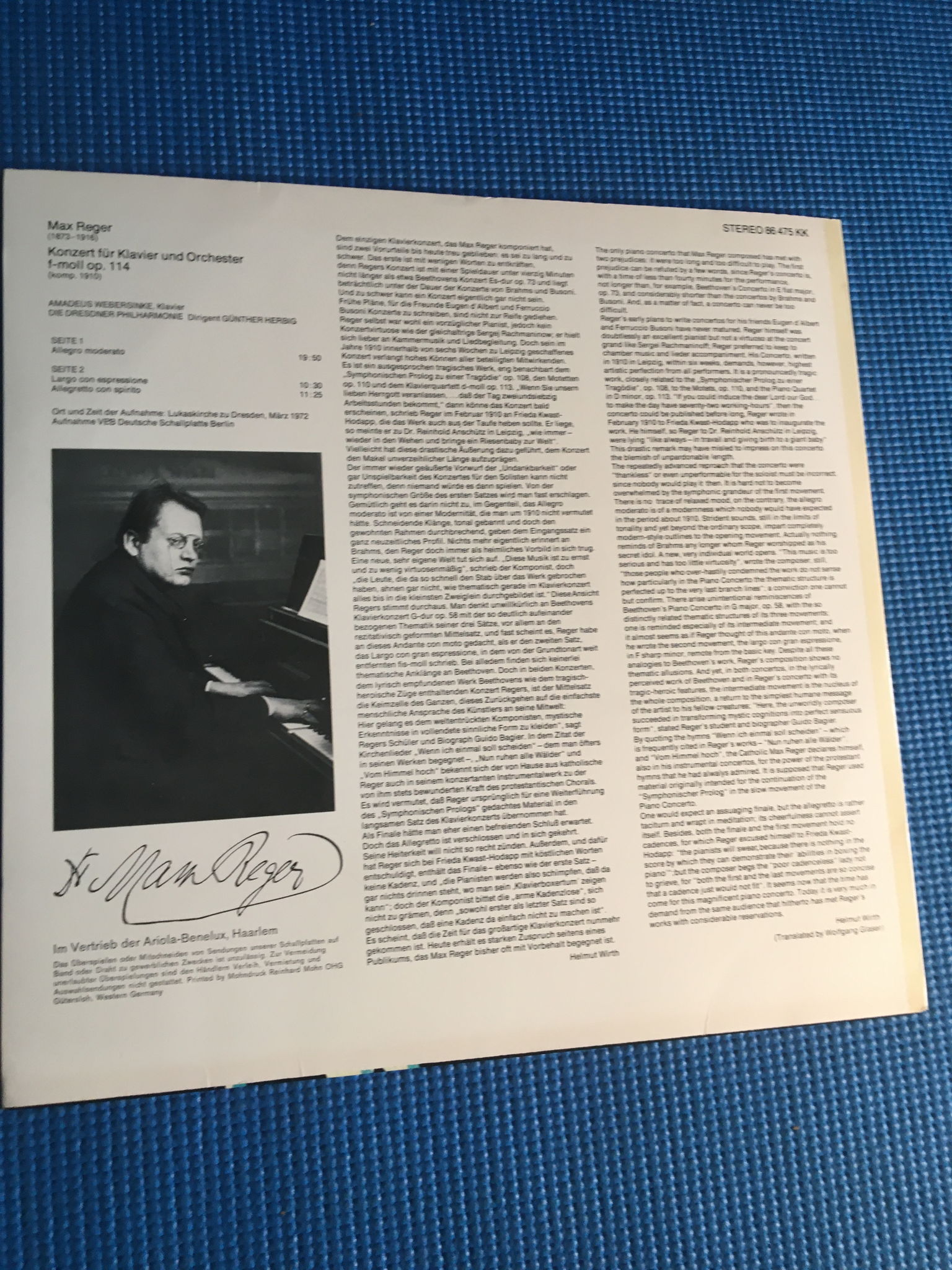 Eurodisc Germany Max Reger Lp record  Klavierkonzert pi... 6