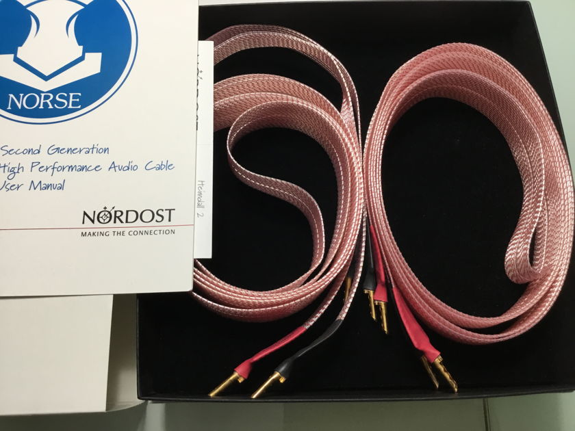 Nordost Heimdall 2 speaker cables 8.5 ft pair FR banana to banana with box.