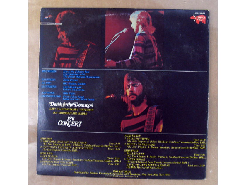 Derek & The Dominos ‎– In Concert 1973 NM- 2X ORIGINAL VINYL LP RSO SO 2-8800