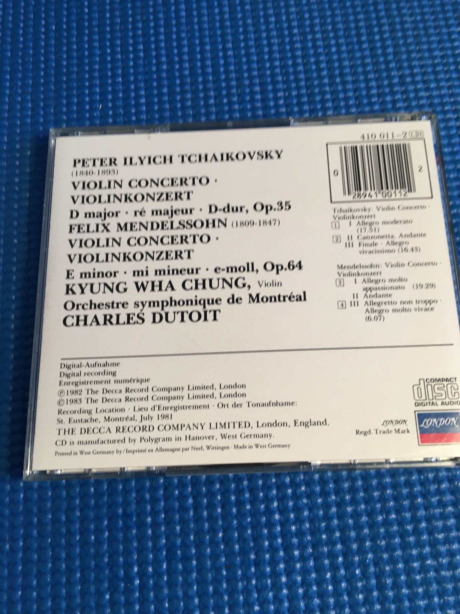 Cd Tchaikovsky Mendelssohn Charles Dutoit  Kyung Wha Ch... 2