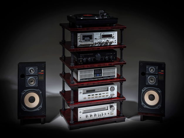 Handmade Audio rack with adjustable shelf height, black...