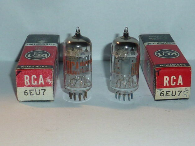 RCA 6EU7 Tubes- Matched Pair, Tested, NOS/NIB