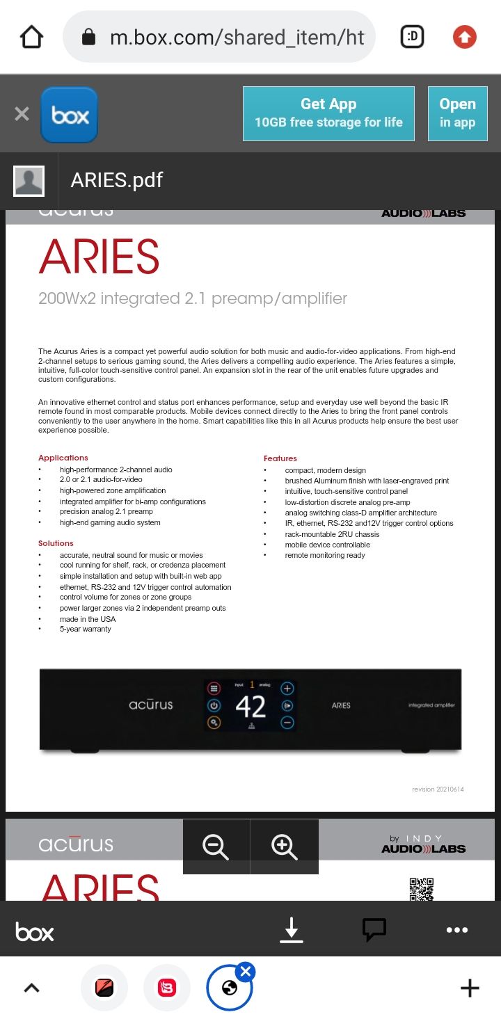 Acurus ARIES 2.1 INTEGRATED AMPLIFIER BRAND NEW Factory...