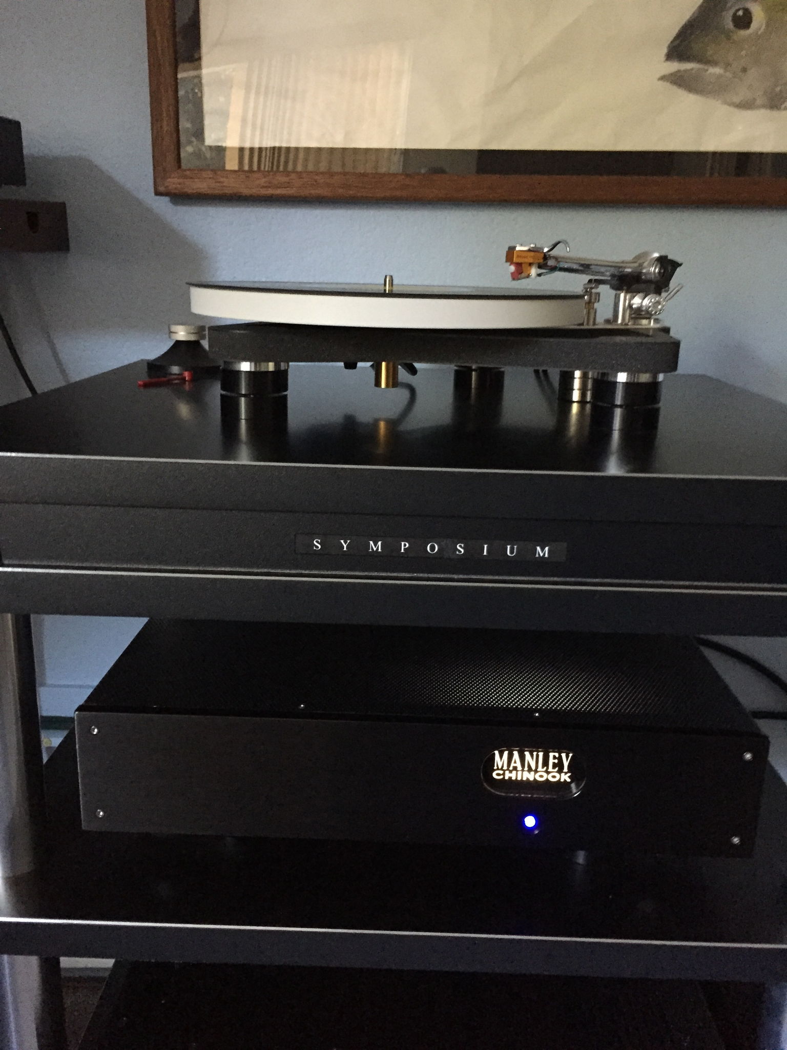 Closeup of the turntable and phono stage.