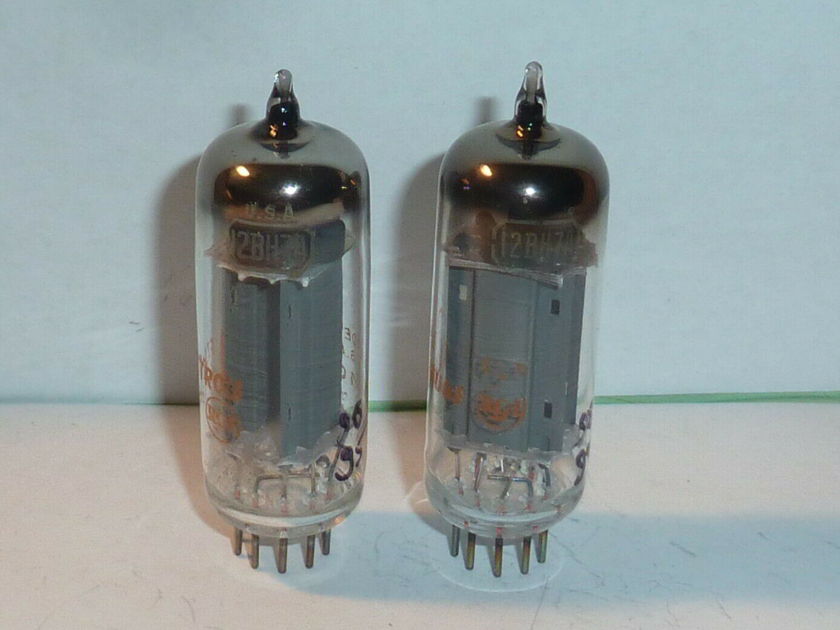RCA 12BH7A Tubes, Matched Pair, NOS Testing