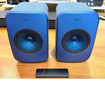 Pair KEF LSX powered speakers (Blue) orig Box Power Cor...