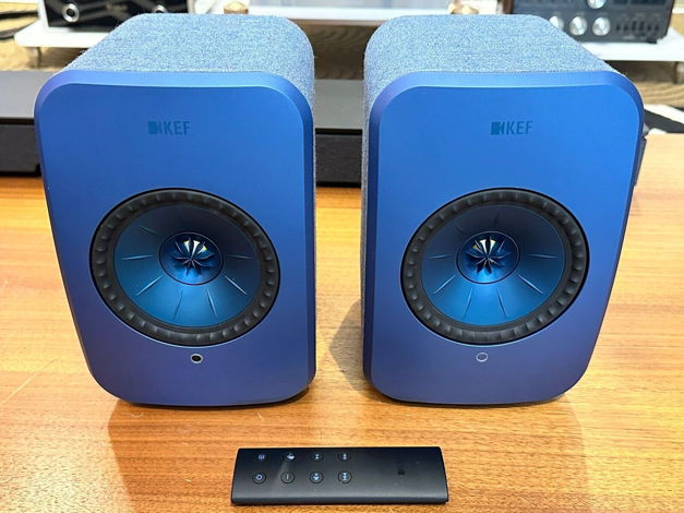 KEF LSX Powered Speakers Pair (Blue) Original Box Power...