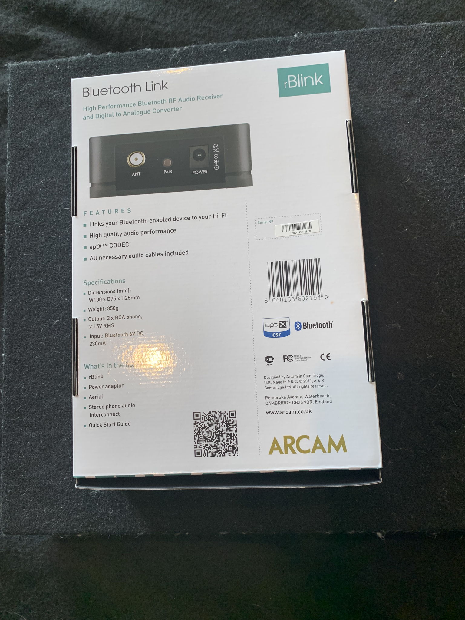 Arcam  rBlink Hi-Res Bluetooth Steamer/DAC Brand New 2