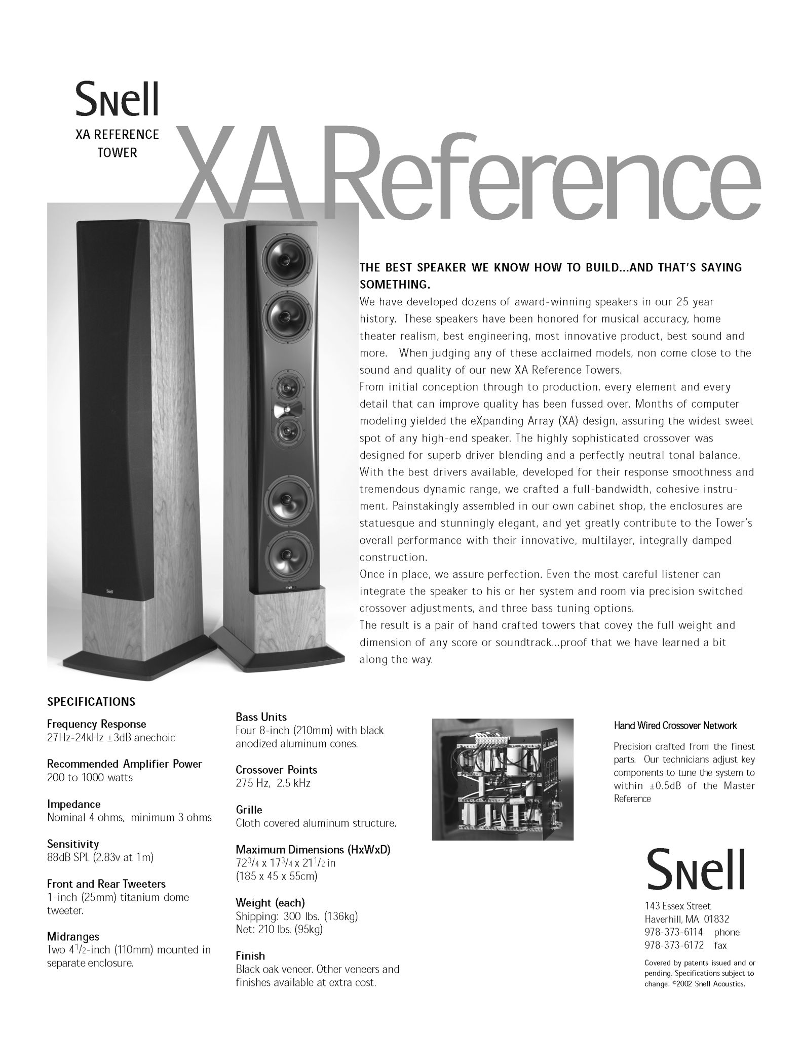 SNELL XA REFERENCE TOWER LOUDSPEAKERS 12