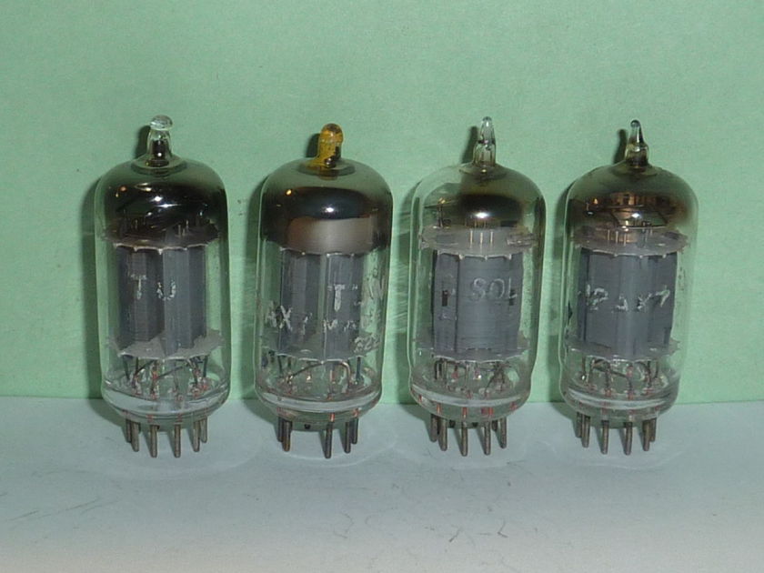 Tung-Sol 12AX7 ECC83 Tubes, Matched Quad, Tested, 1950's, Original Issue
