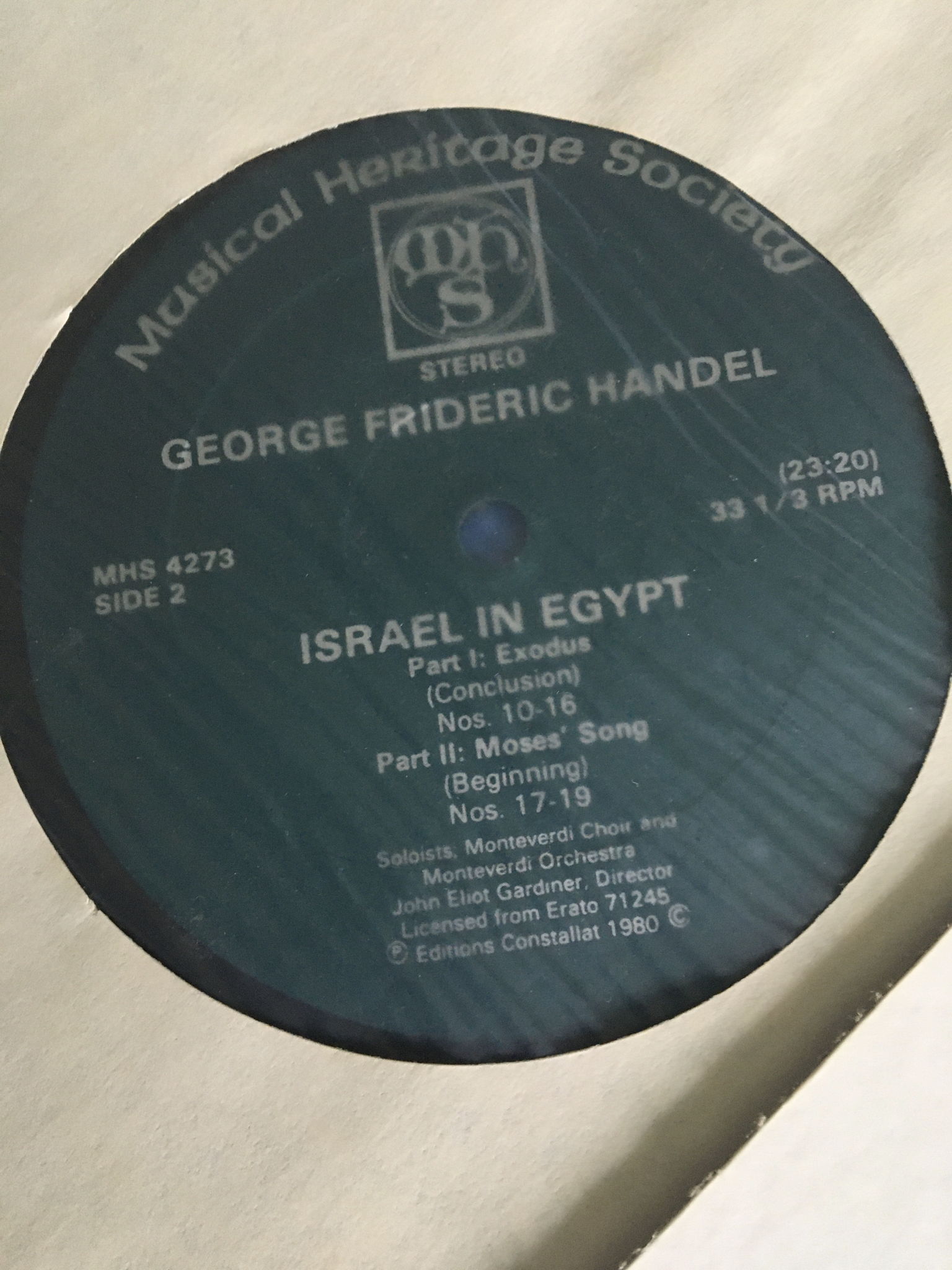 MHS Handel Israel in Egypt double Lp record  Monteverdi... 4