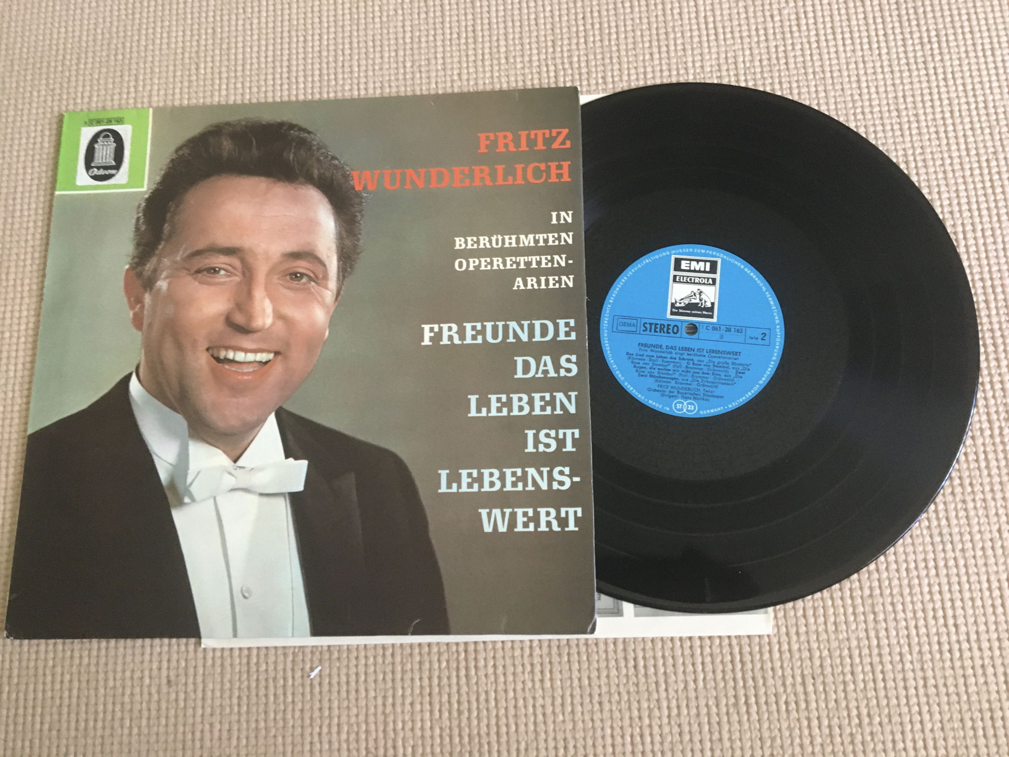 Fritz Wunderlich Lp record Odeon  In Beruhmten Operette...