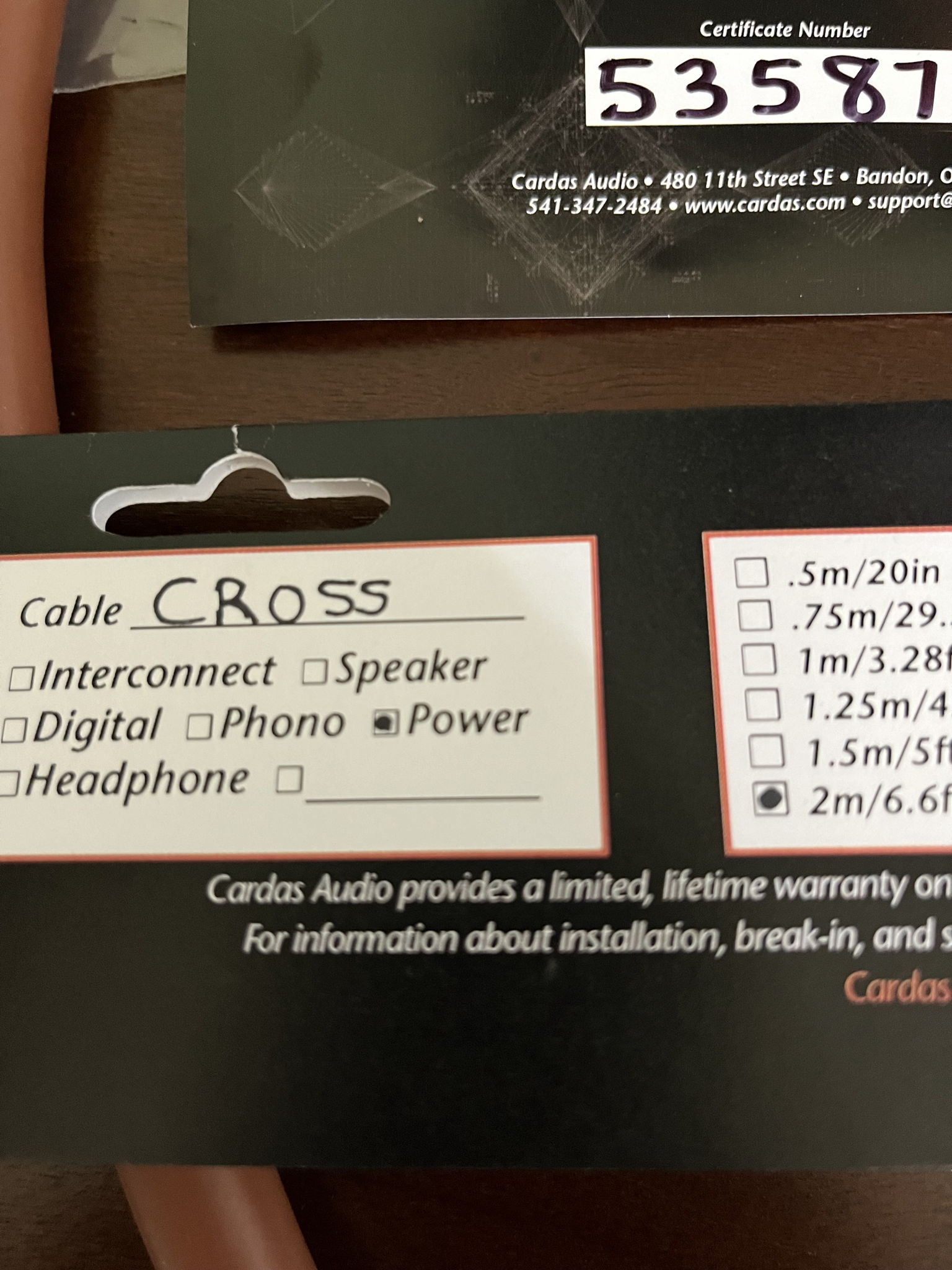 Cardas Audio  cross power cord 2 meter 15 amp IEC.. rar... 4