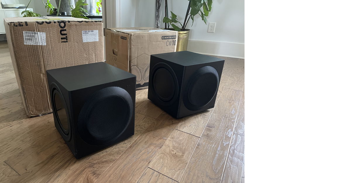 PAIR of Monitor Audio CW10 Powered Subwoofer For Sale Audiogon
