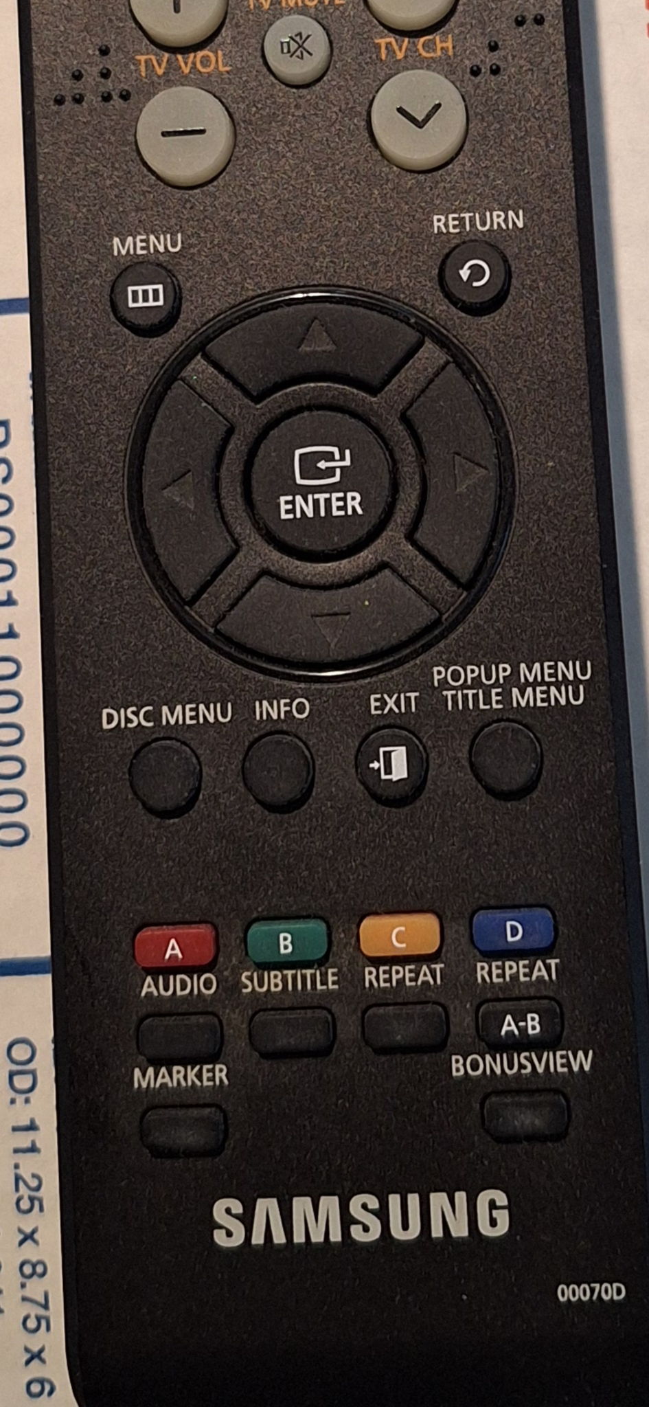 Samsung BLU RAY DVD model 00070D Remote Control Brand New 3