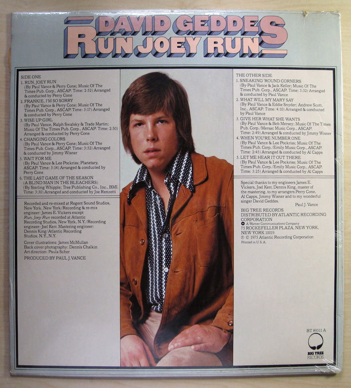 David Geddes - Run Joey Run 1975 SEALED Vinyl LP Big Tr... 2