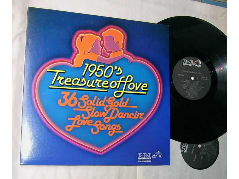 1950's TREASURE OF LOVE -  - 36 SLOW DANCING LOVE SONGS - RARE 1982 2xLP SET - RCA