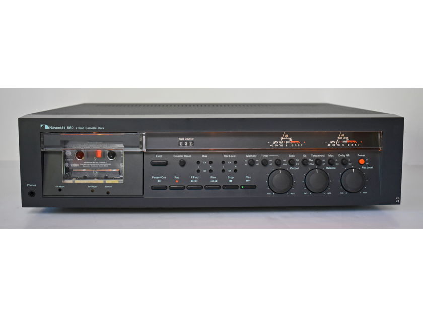 Nakamichi 580 2-Head Stereo Cassette Tape Deck Player Recorder NEW BELTS!! w/ Org. Box