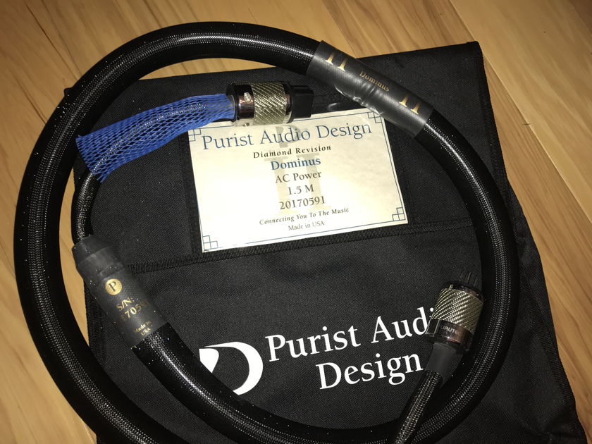 Purist Audio Design Diamond Edition Dominus AC Power Cables, 1.5m, w/ 20 AMP IEC's, 2 Available✨