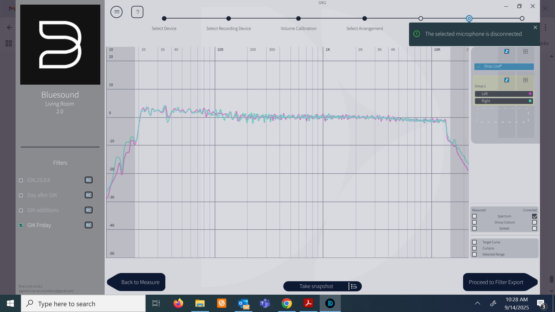 DIRAC LIVE (corrected filter)