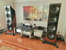 Main view of speakers, amps, preamp, etc...from right side