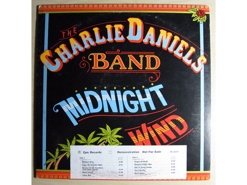 The Charlie Daniels Band - Midnight Wind 1977 NM Vinyl LP WHITE LABEL PROMO Epic Records PE 34970