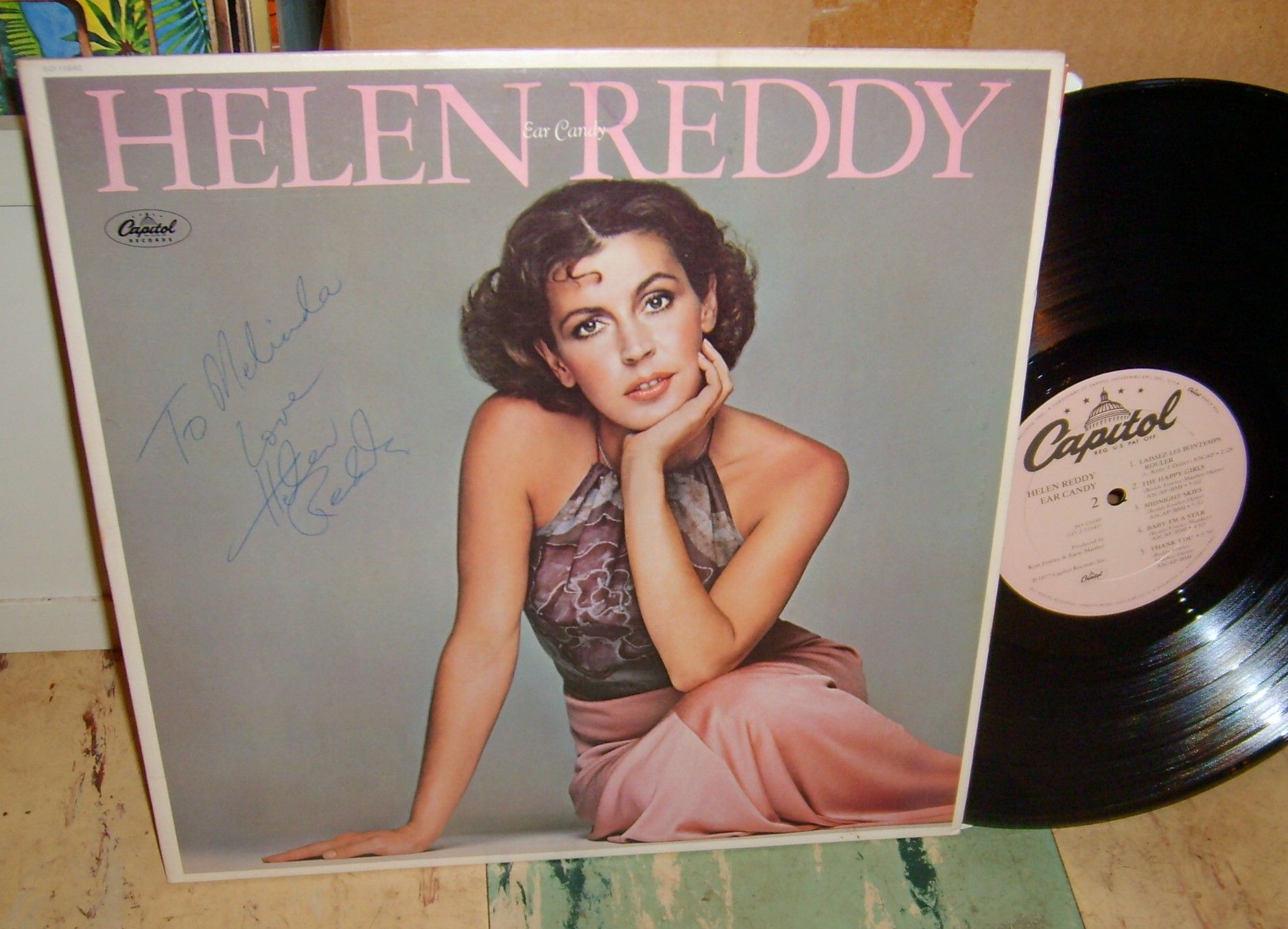 HELEN REDDY - rare AUTOGRAPHED 1977 Ear Candy LP