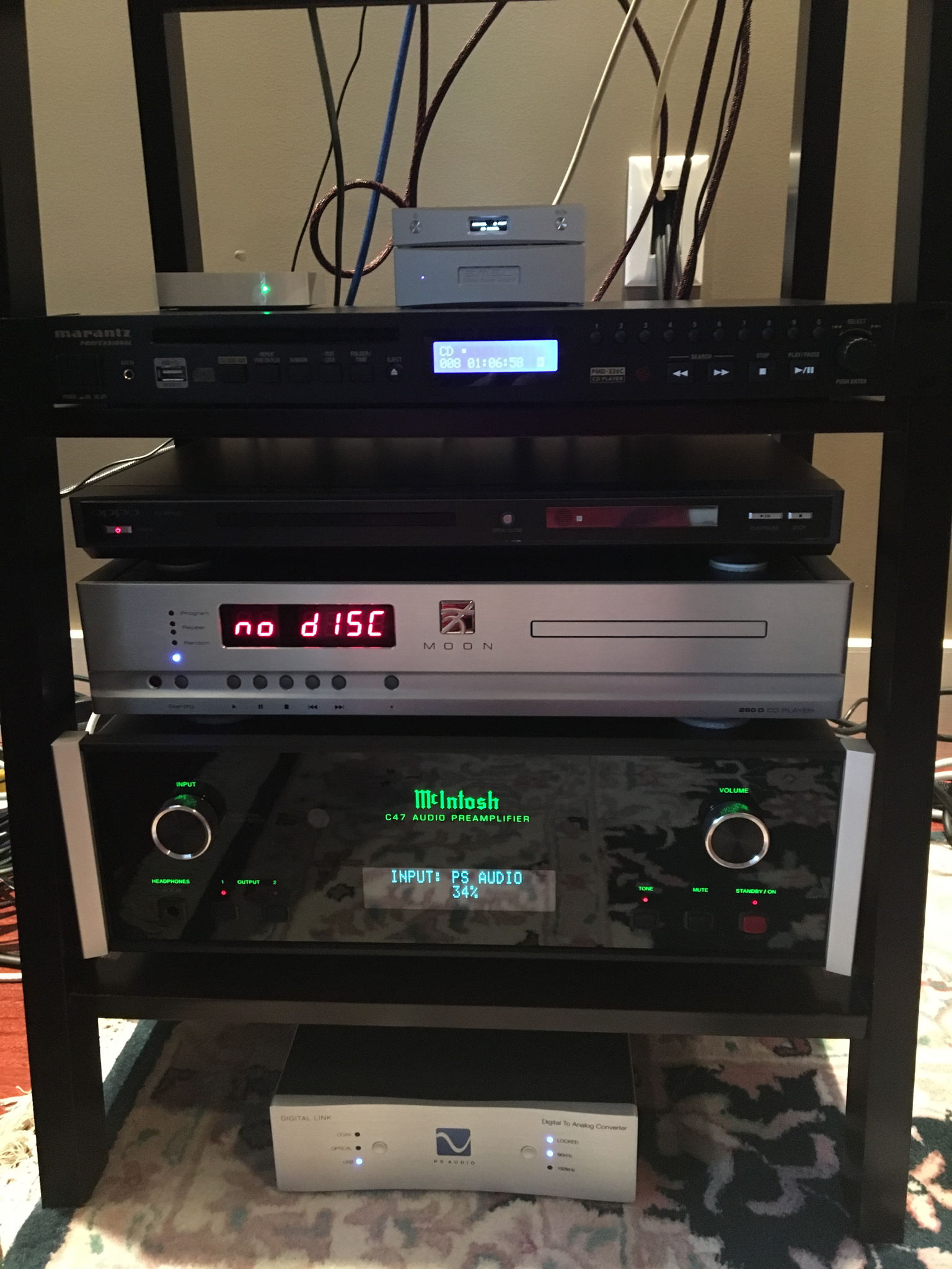 M1 Linear Power Supply, C47, Marantz PMD-326C, Sim Moon 260D, PS Audio DL3, Oppo, SMSL DSD DAC