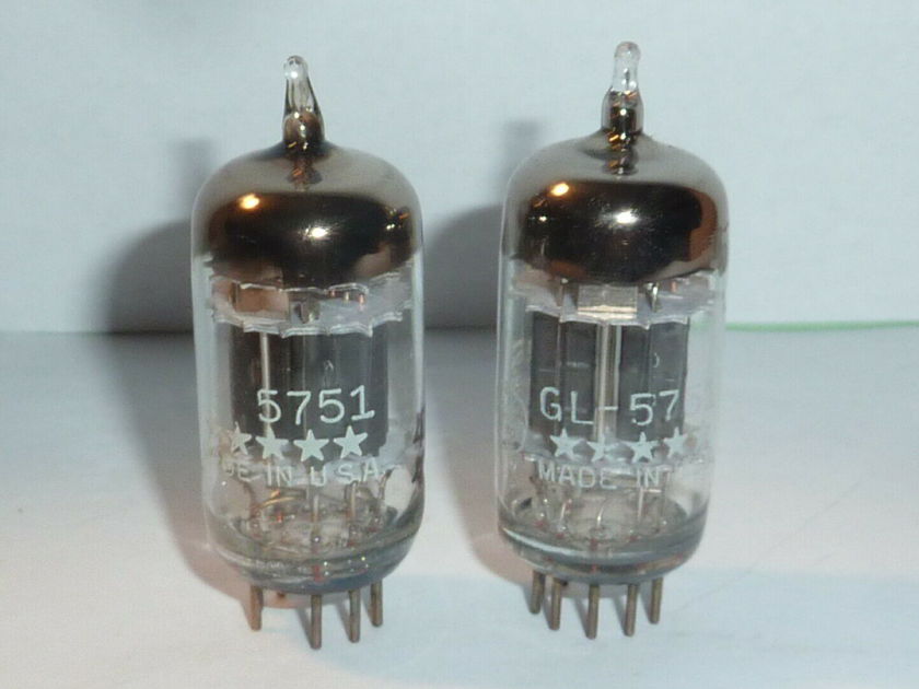 1956 GE 5751 5 Star Triple Mica Tubes - Matched Pair, Tested, NOS/NIB