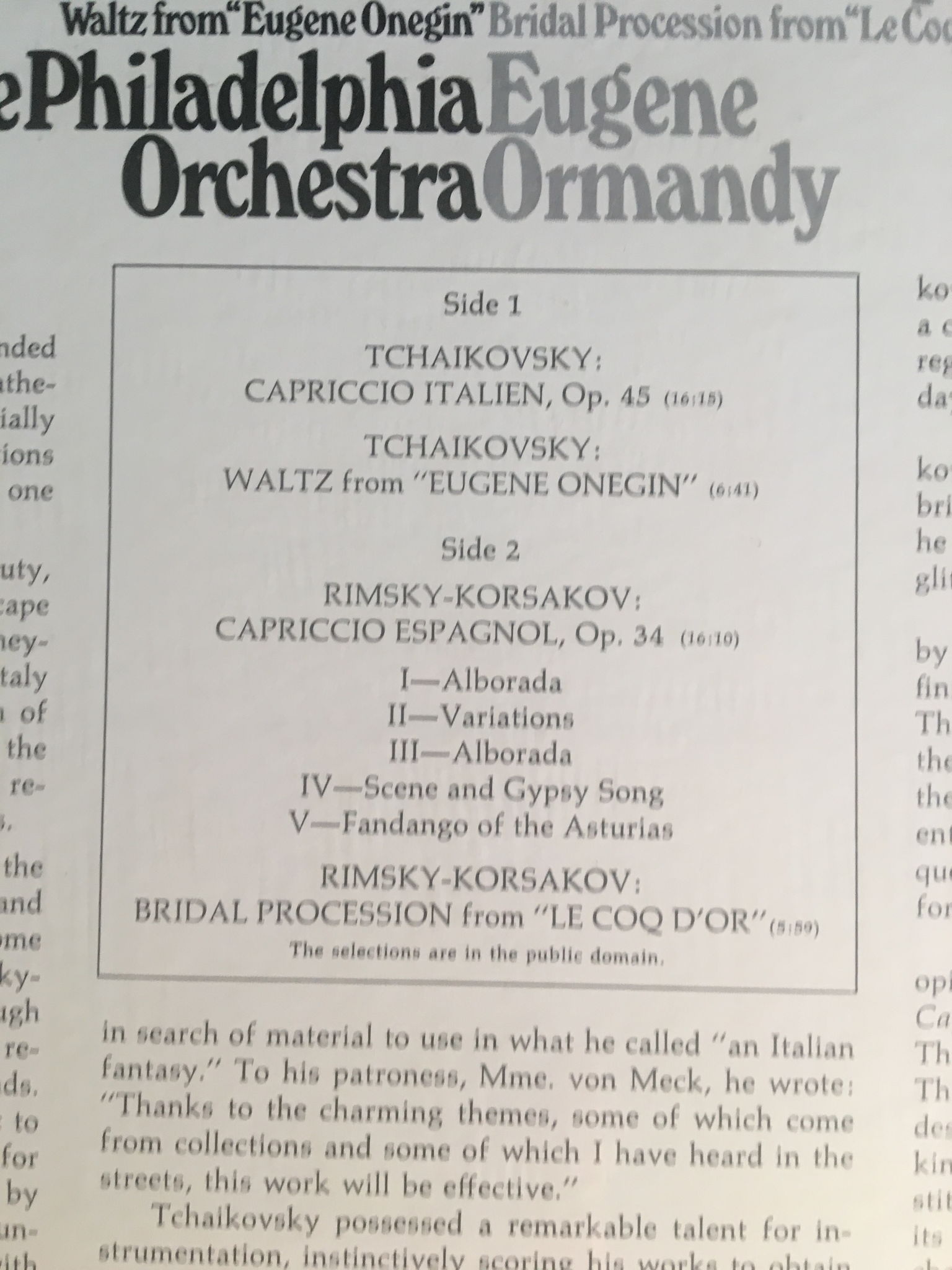 Philadelphia orchestra Eugene Ormandy Tchaikovsky  Rims... 6