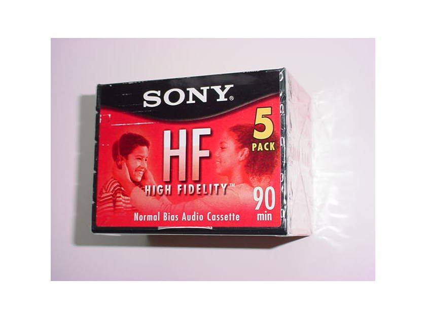 SEALED SONY Audio Cassette tapes package of 5 - HF HIGH FIDELITY 90  Normal Bias