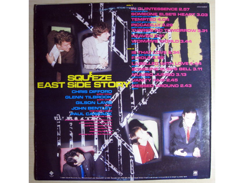 Squeeze - East Side Story 1981 NM Vinyl LP ISRAEL Import A&M Records AMLH 64854