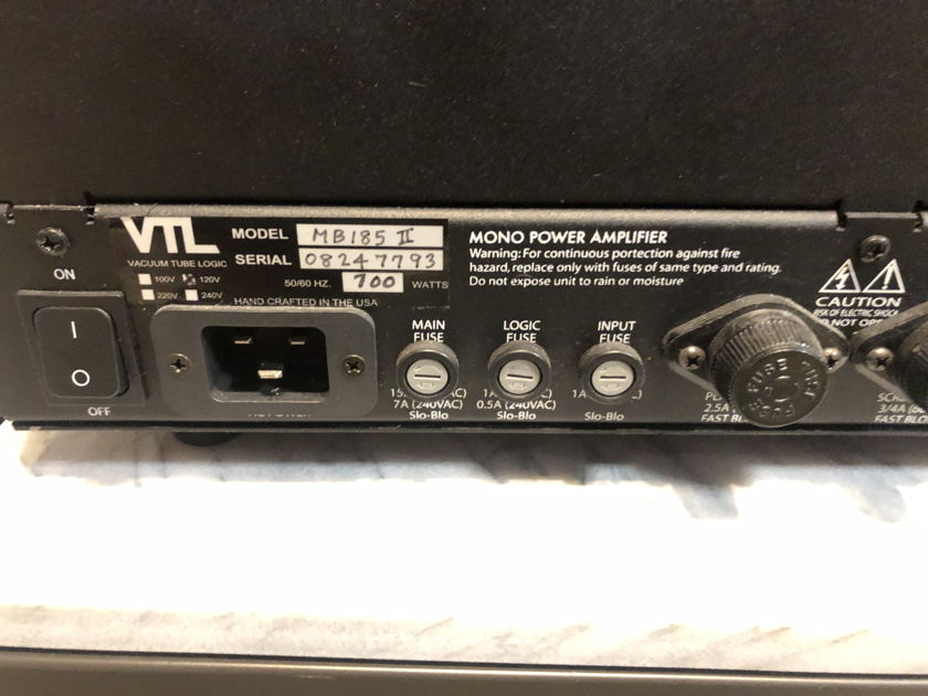 VTL MB-185 Series II Mono Block Amplifiers 2 each black