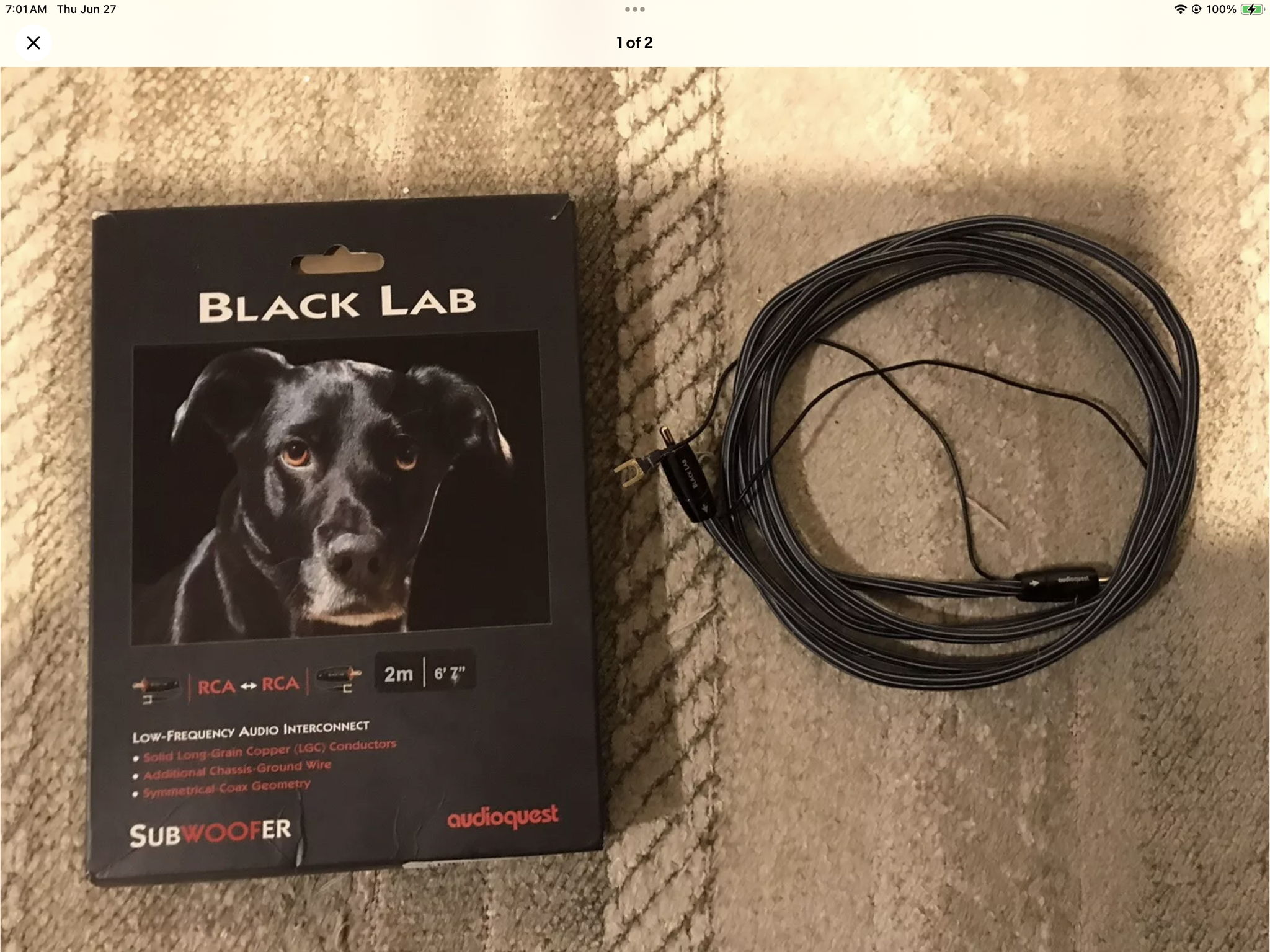 Audioquest Black Lab Subwoofer Cable