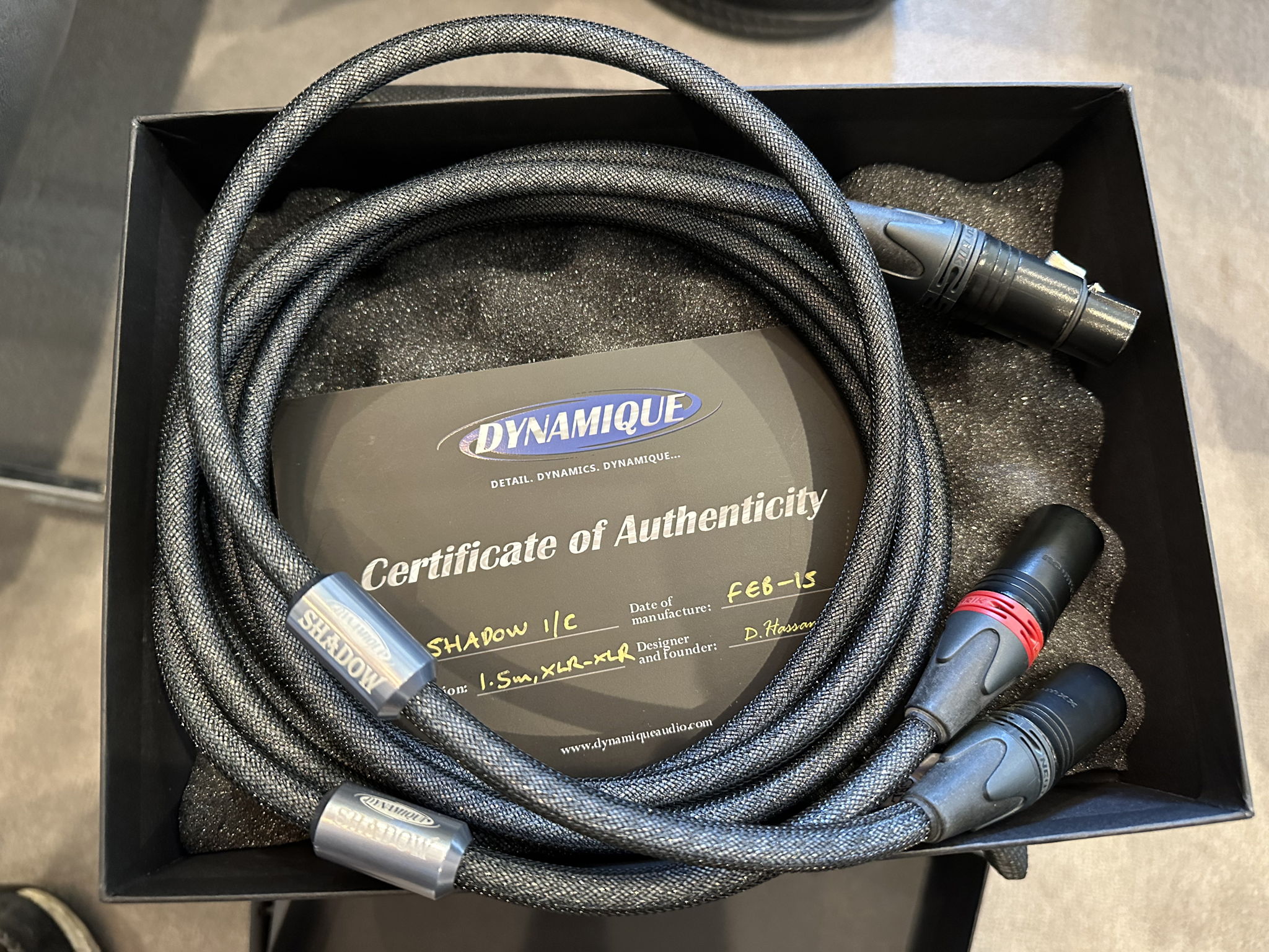 Dynamique Audio Shadow Interconnects 1.5M XLR EXCELLENT 2