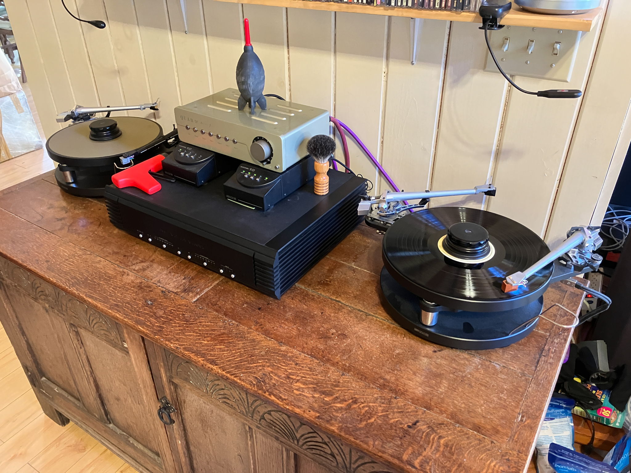 Both tables, four arms