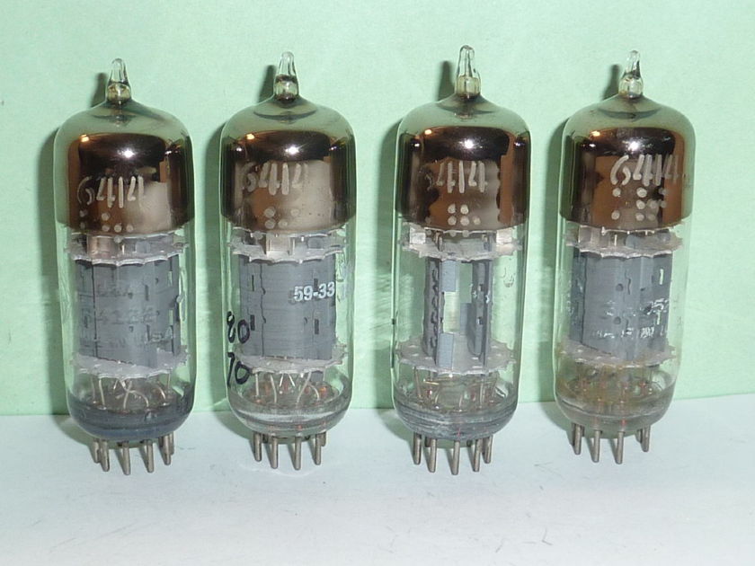 GE 6414 12AT7 E180CC Triple Mica Tubes, Matched Quad, NOS Testing