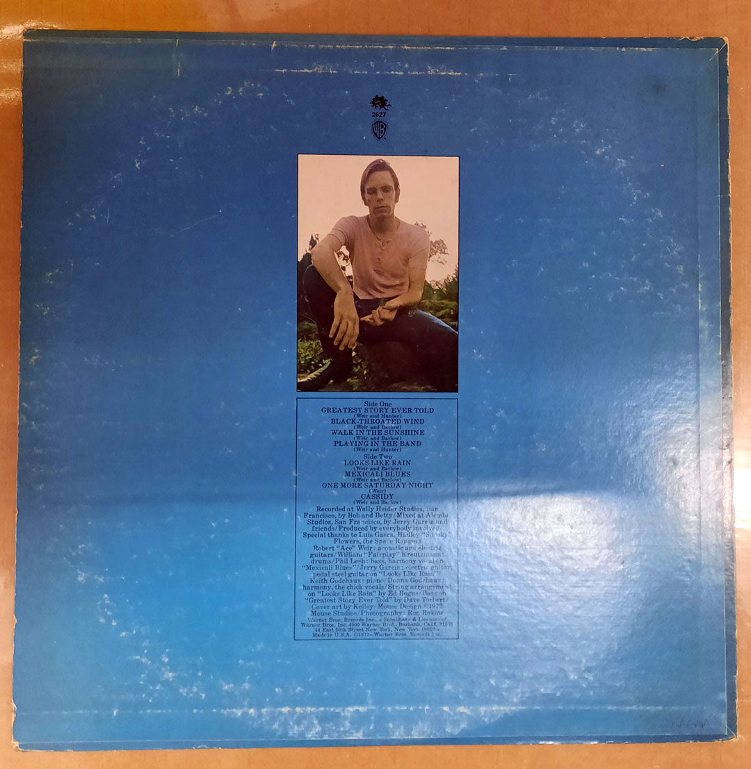 Bob Weir – Ace 1972 VG+ ORIGINAL VINYL LP Warner Bros. ... 2
