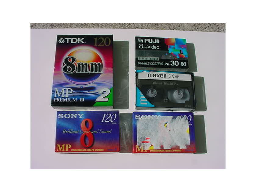 SEALED TDK 8MM CAMCORDER MP Premium 2 tapes - plus 4 more FUJI 8MM P6-30 SONY MP 120 VIDEO 8 & MAXELL GX-MP 8MM MP