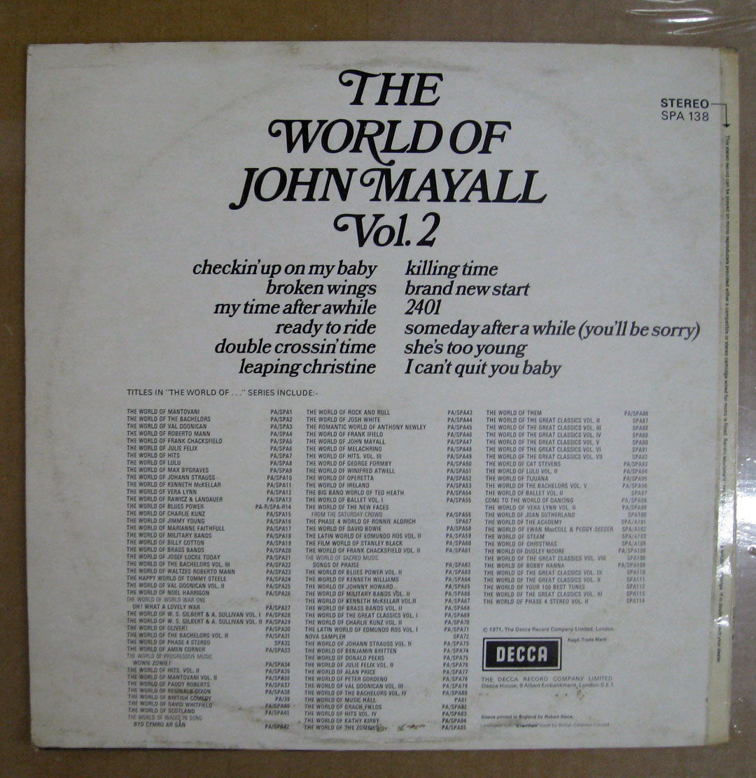The World Of John Mayall Vol.2  NM 1970 UK IMPORT COMP ... 2