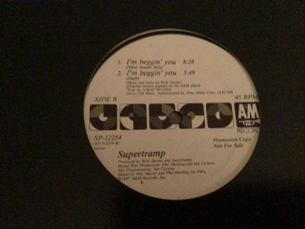 Supertramp Promo 12 Inch 45 RPM I’m Beggin’ You